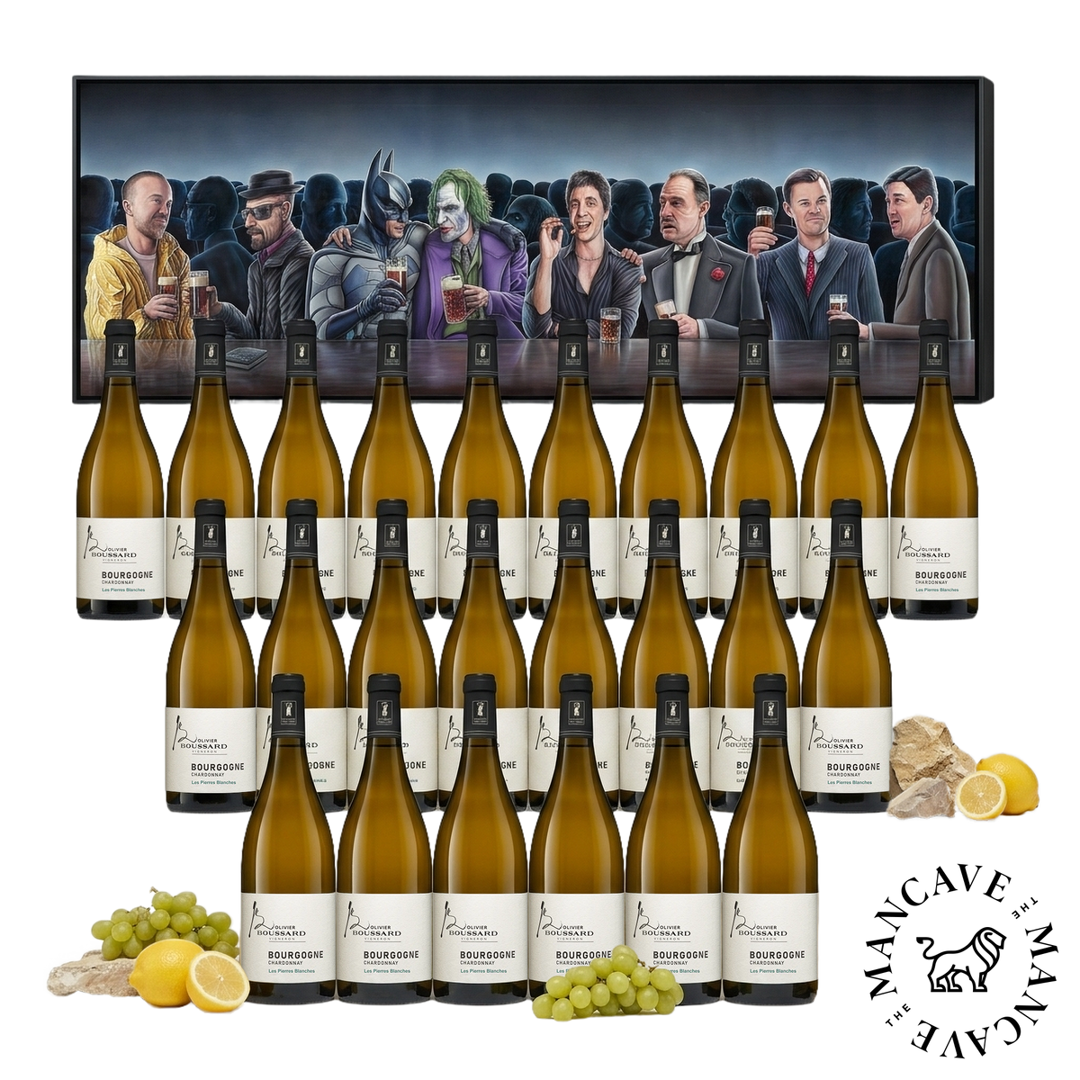 24 fl. Boussard Bourgogne Chardonnay Les Pierres Blanches 2025 + GRATIS "At The Bar" Konstverk
