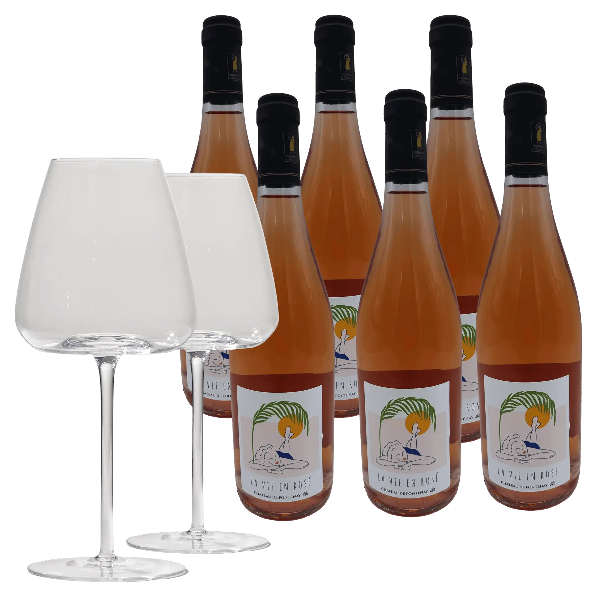 6 fl. La Vie en Rosé + 2 st. Brilliant Blanco Glas