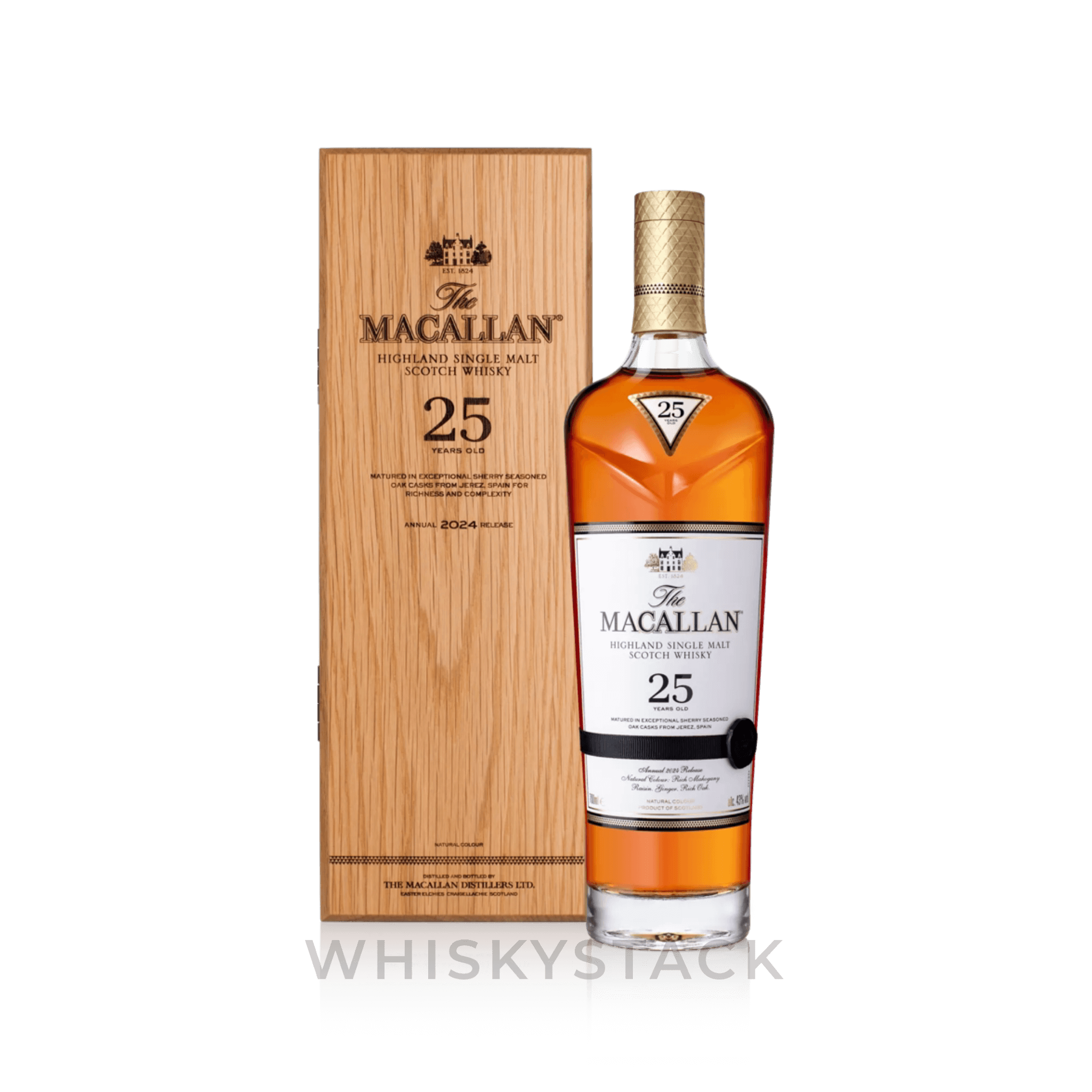 The Macallan Sherry Oak 25 Years Old – 2024 Release Boks og Flaske