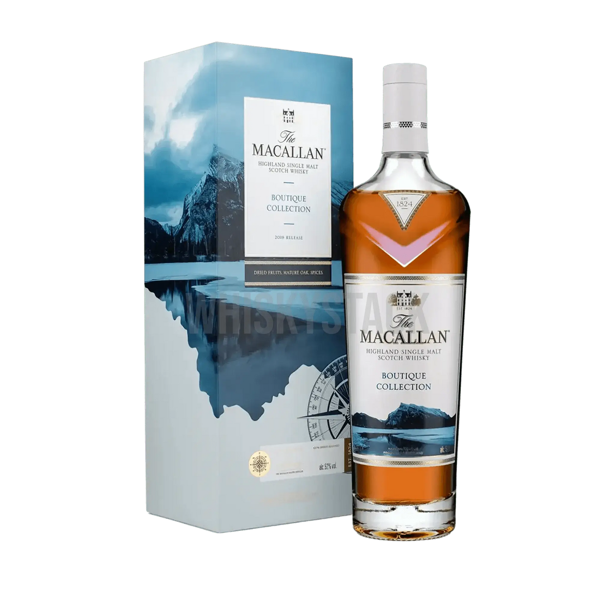 Macallan Boutique Collection 2020-flaske med boks – eksklusiv whisky i smukt design, ideel som gave eller til samlingen.