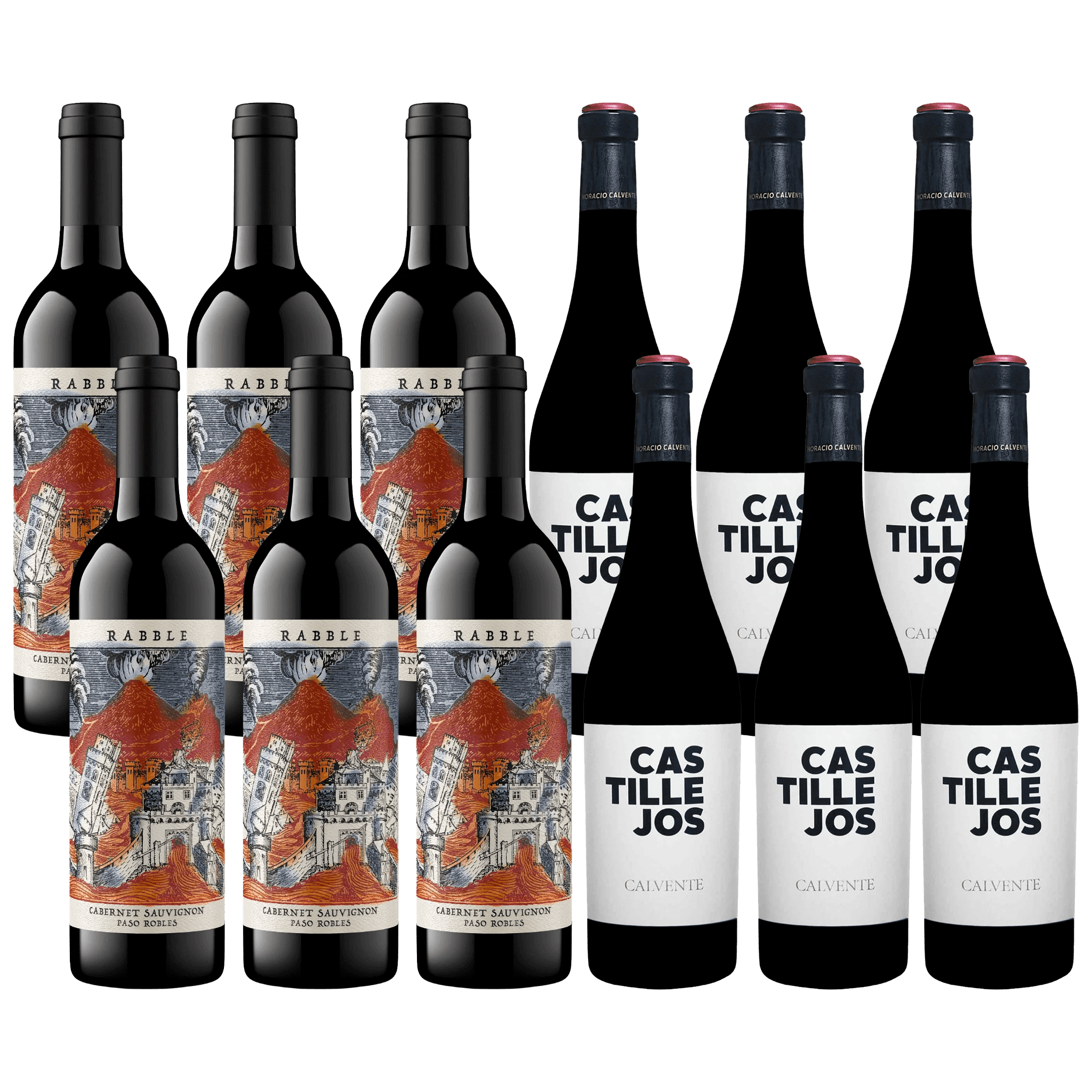 6 fl. Rabble Cabernet Sauvignon & 6 fl. Castillejos Whiskystack