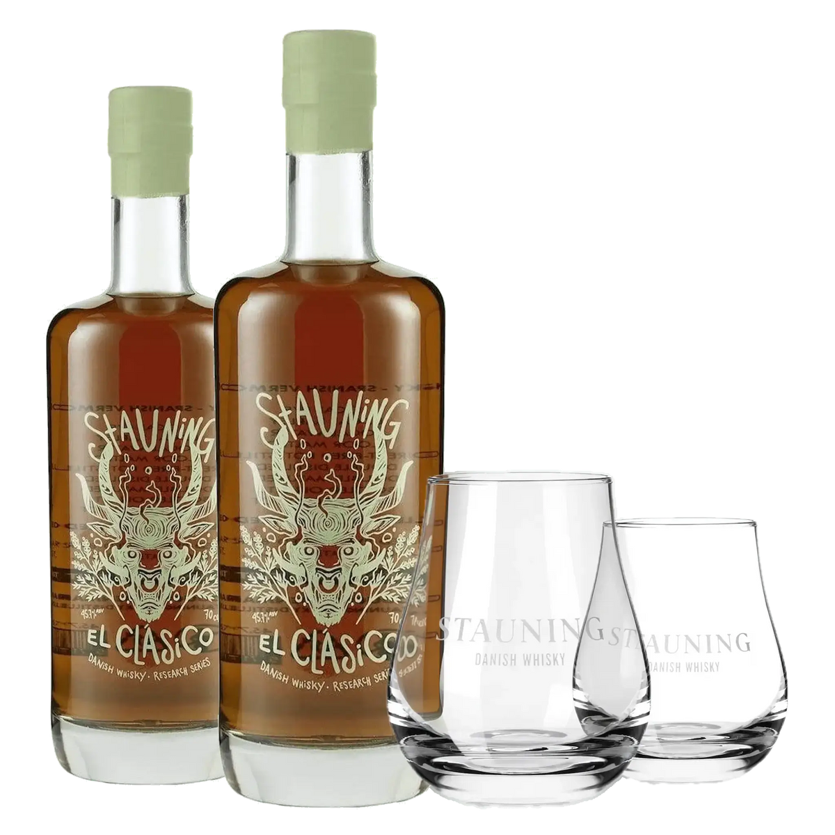 2 fl. Stauning El Clásico + 2 stk. GRATIS Stauning Whiskyglas