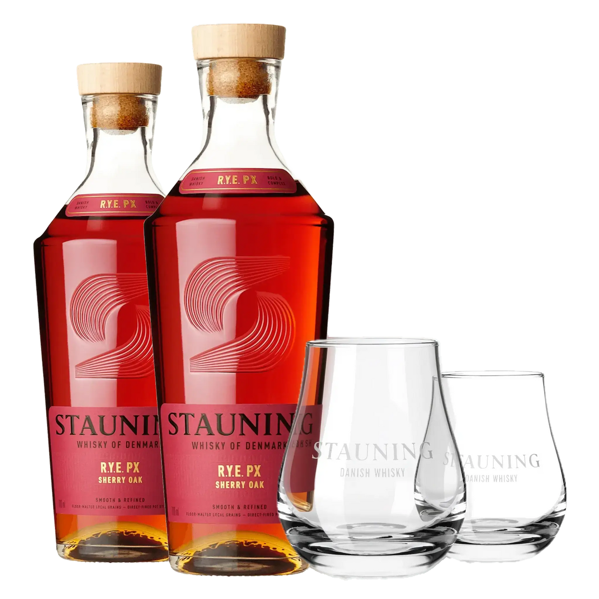 2 fl. Stauning RYE PX + 2 stk. GRATIS Stauning Whiskyglas