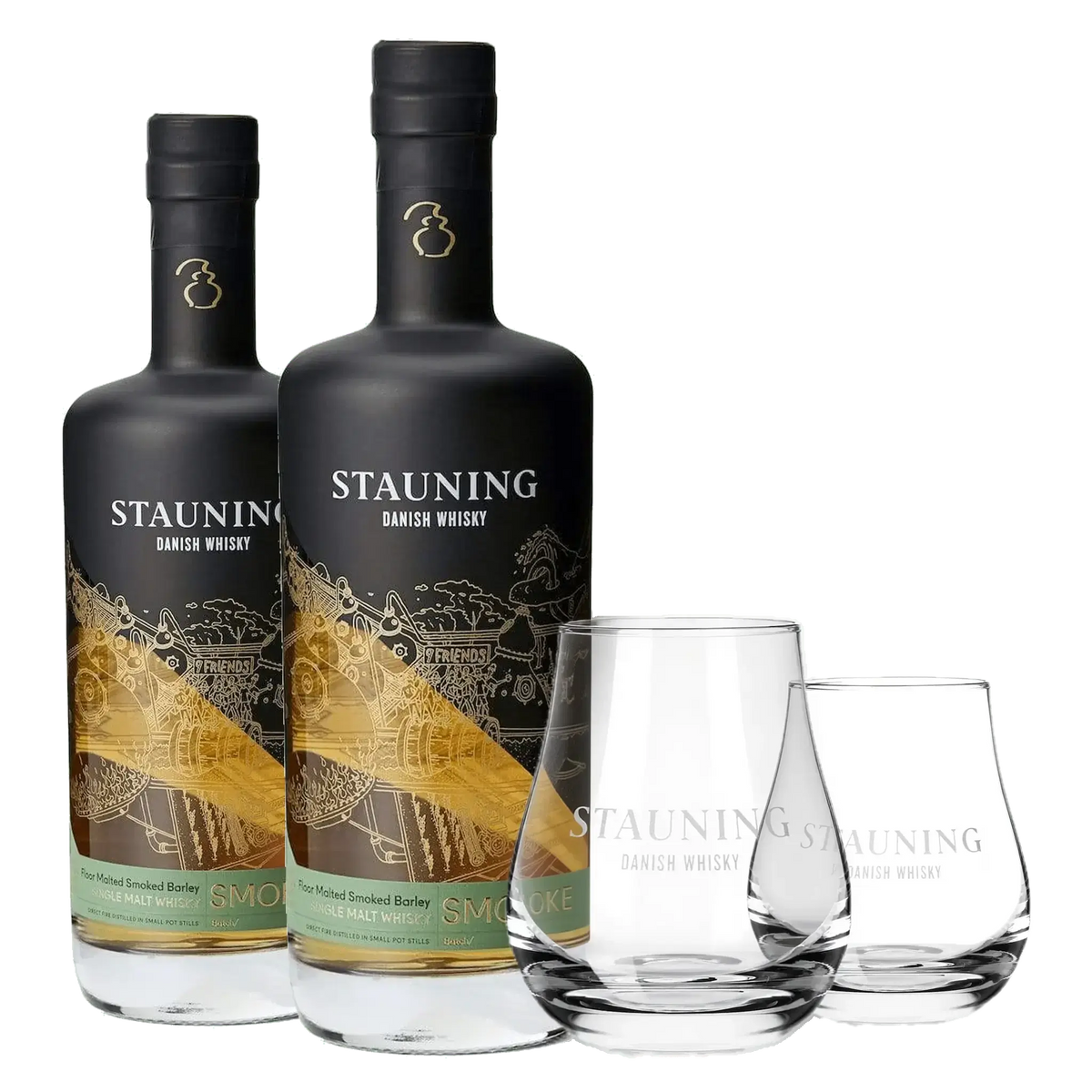 2 fl. Stauning Smoke + 2 stk. Stauning Whiskyglas