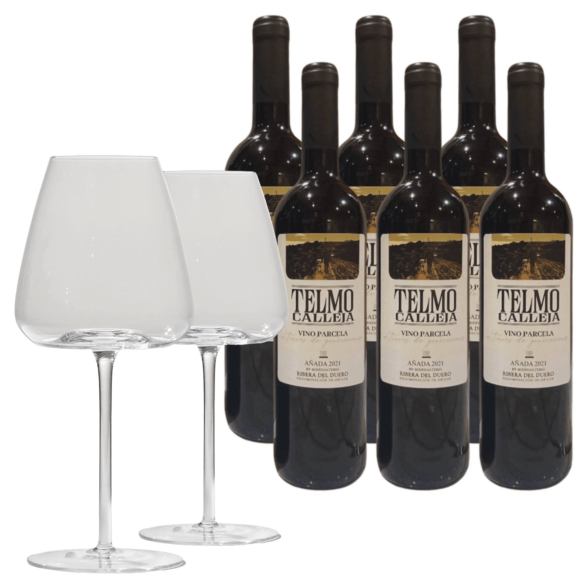 6 fl. Telmo Calleja 2023 + 2 stk. Bold Bourgogne Glas