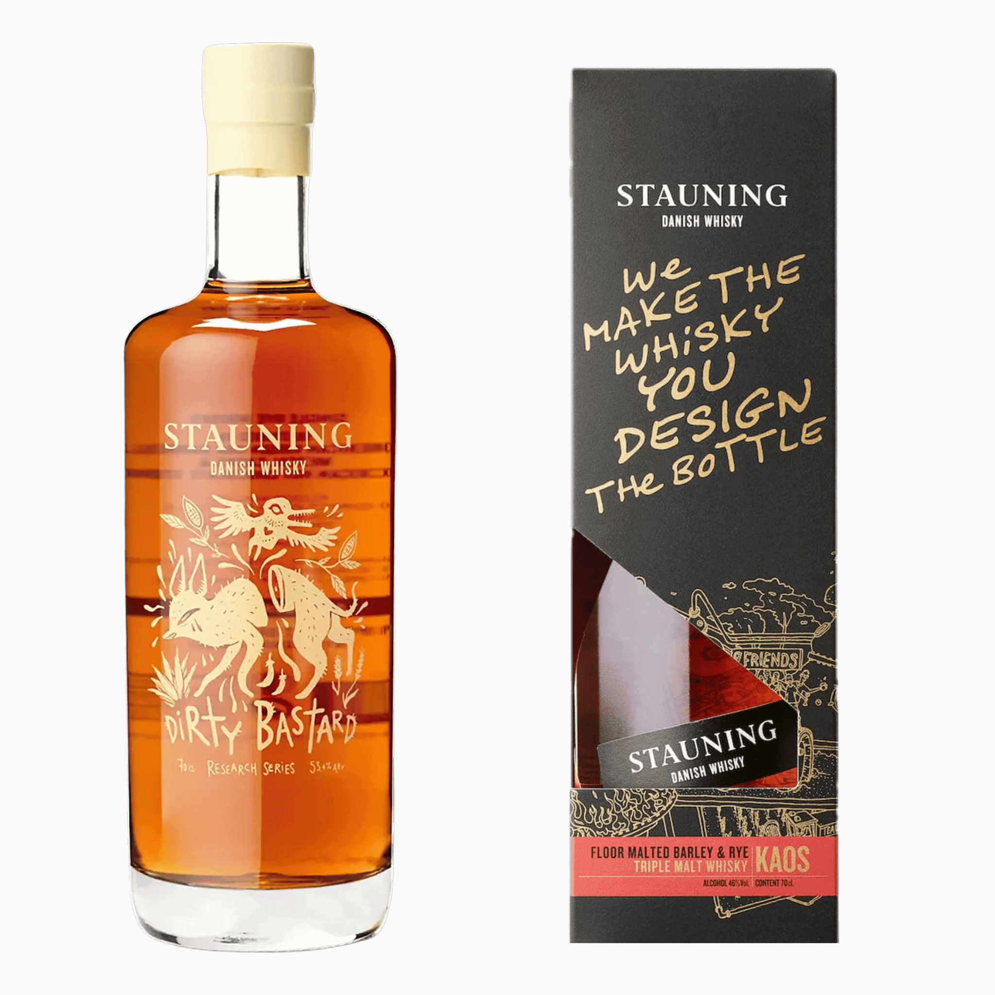 To Flasker Dansk Whisky Med Attitude – Stauning Kaos & Dirty Bastard