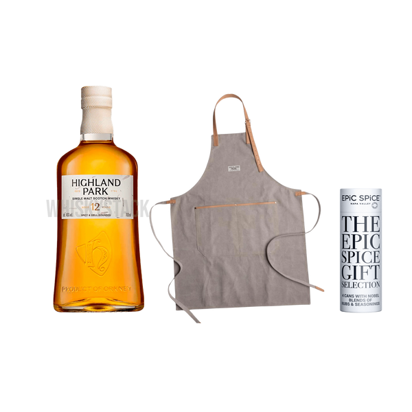 Oplev den perfekte gavepakke – Highland Park 12 års med forklæde og BBQ mix
