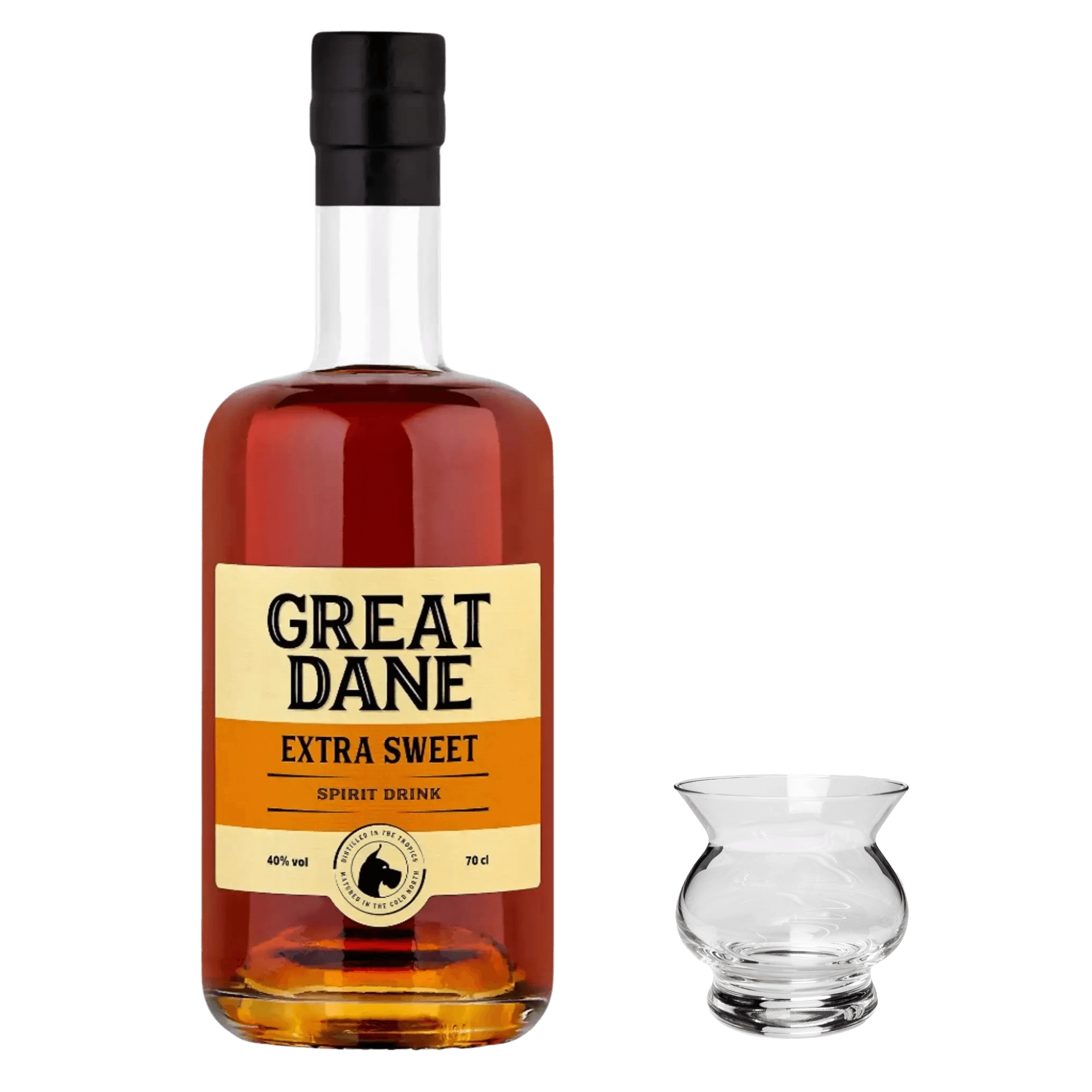 Oplev luksus i hver dråbe med Great Dane Extra Sweet Rom & Elite Neat Romglas