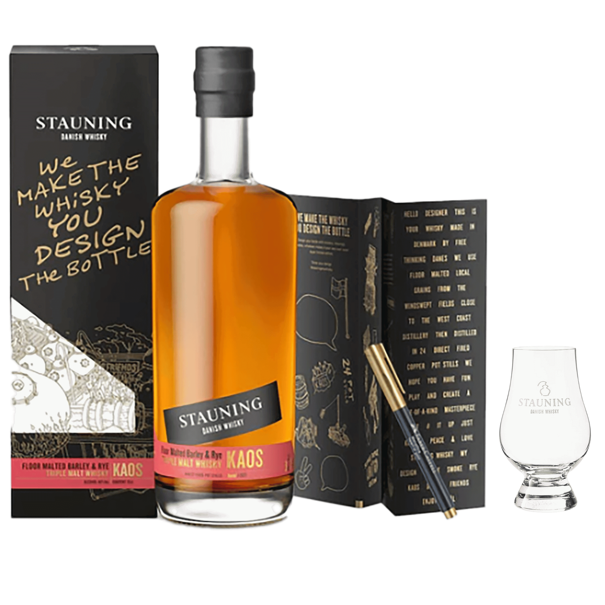 Stauning KAOS Design Edition + Glas – Dansk Whisky med Personligt Præg