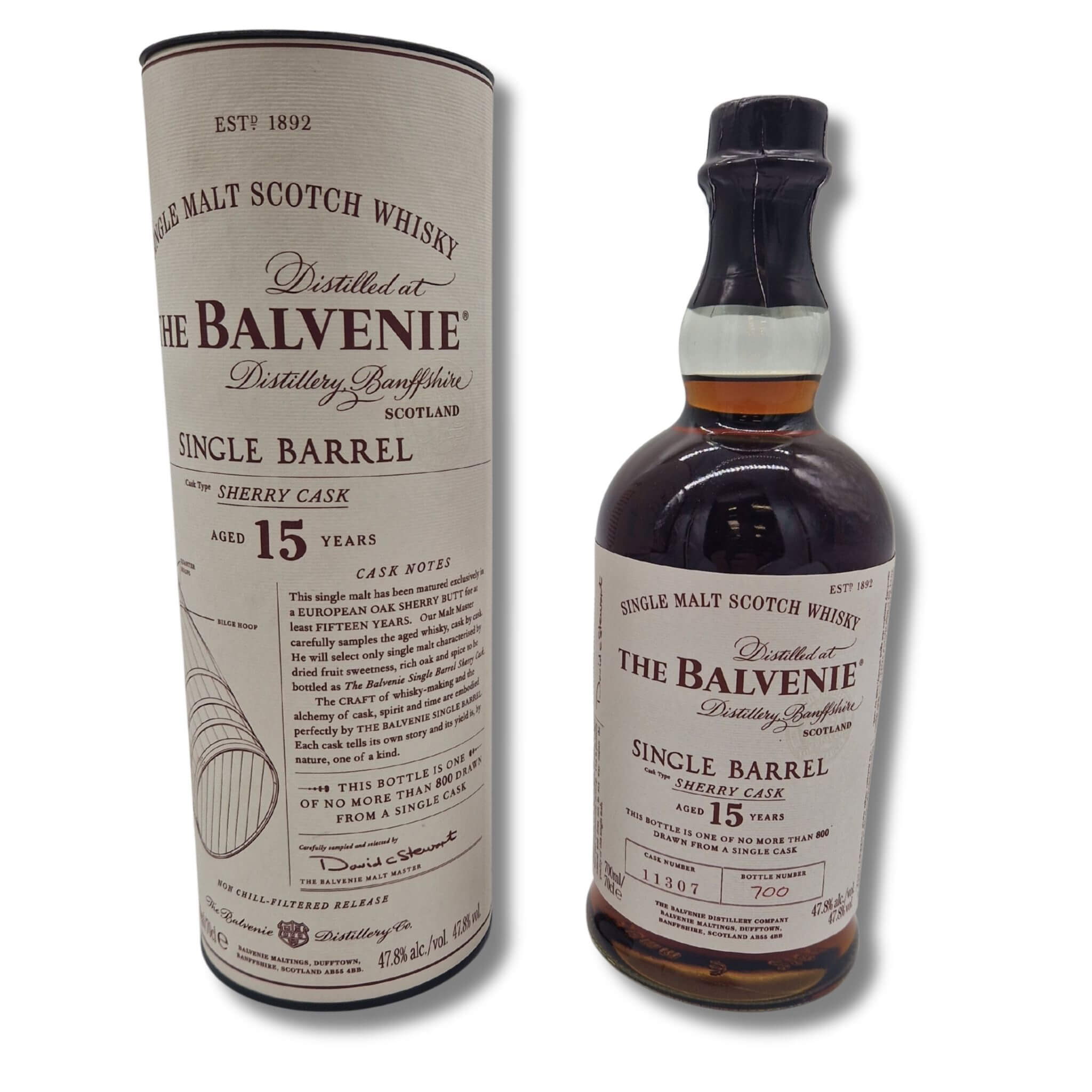 Balvenie 15 Years Sherry Cask Single Malt Whisky - Flaske og Rør Forside