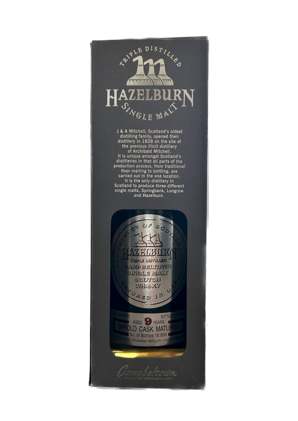 Hazelburn 9 år gammalt Barolo-fat