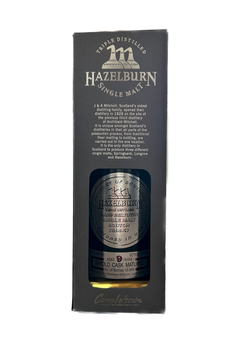 Hazelburn 9 år gammalt Barolo-fat