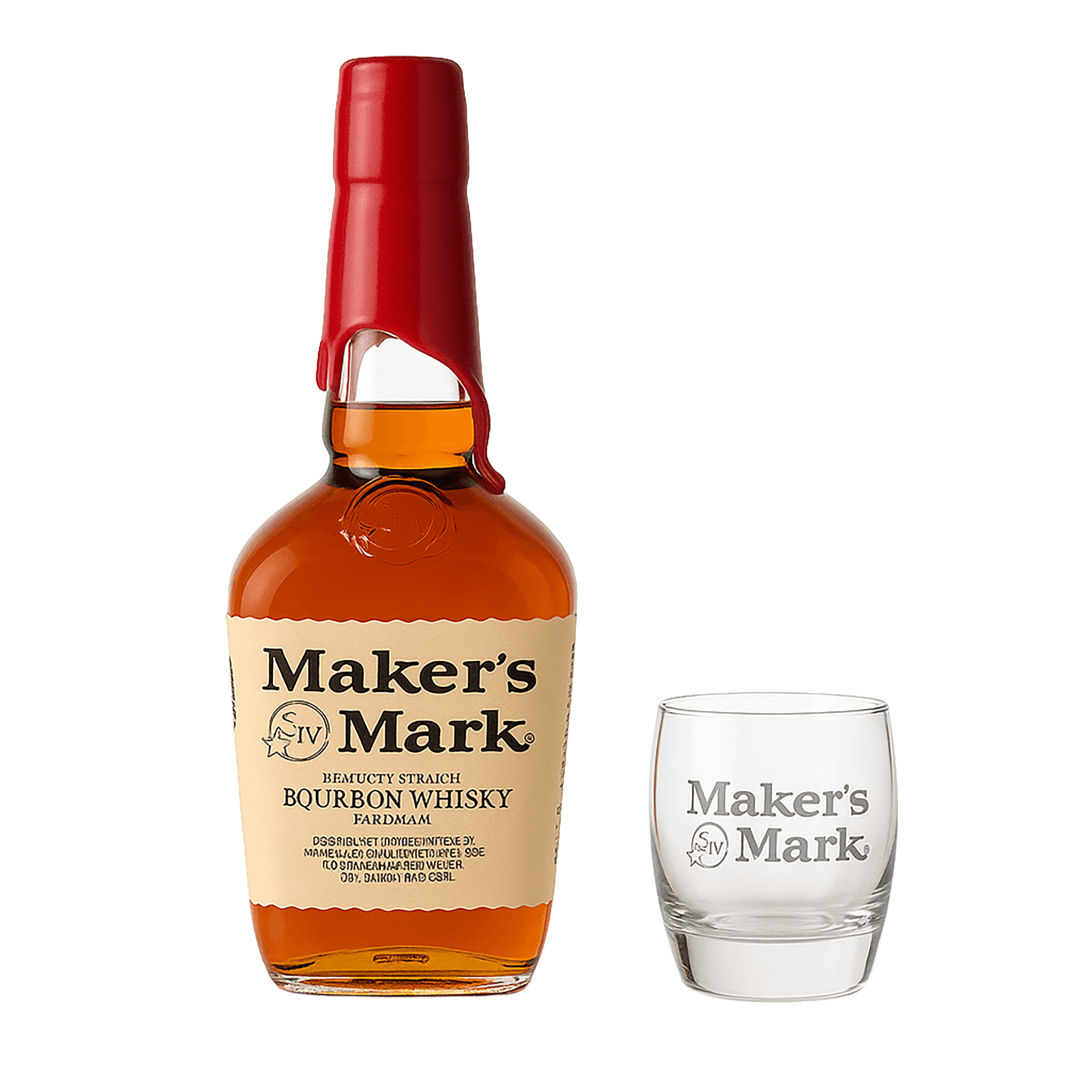 Maker's Mark Bourbon Whisky + Gratis Maker's Mark Bourbon Whisky Glas