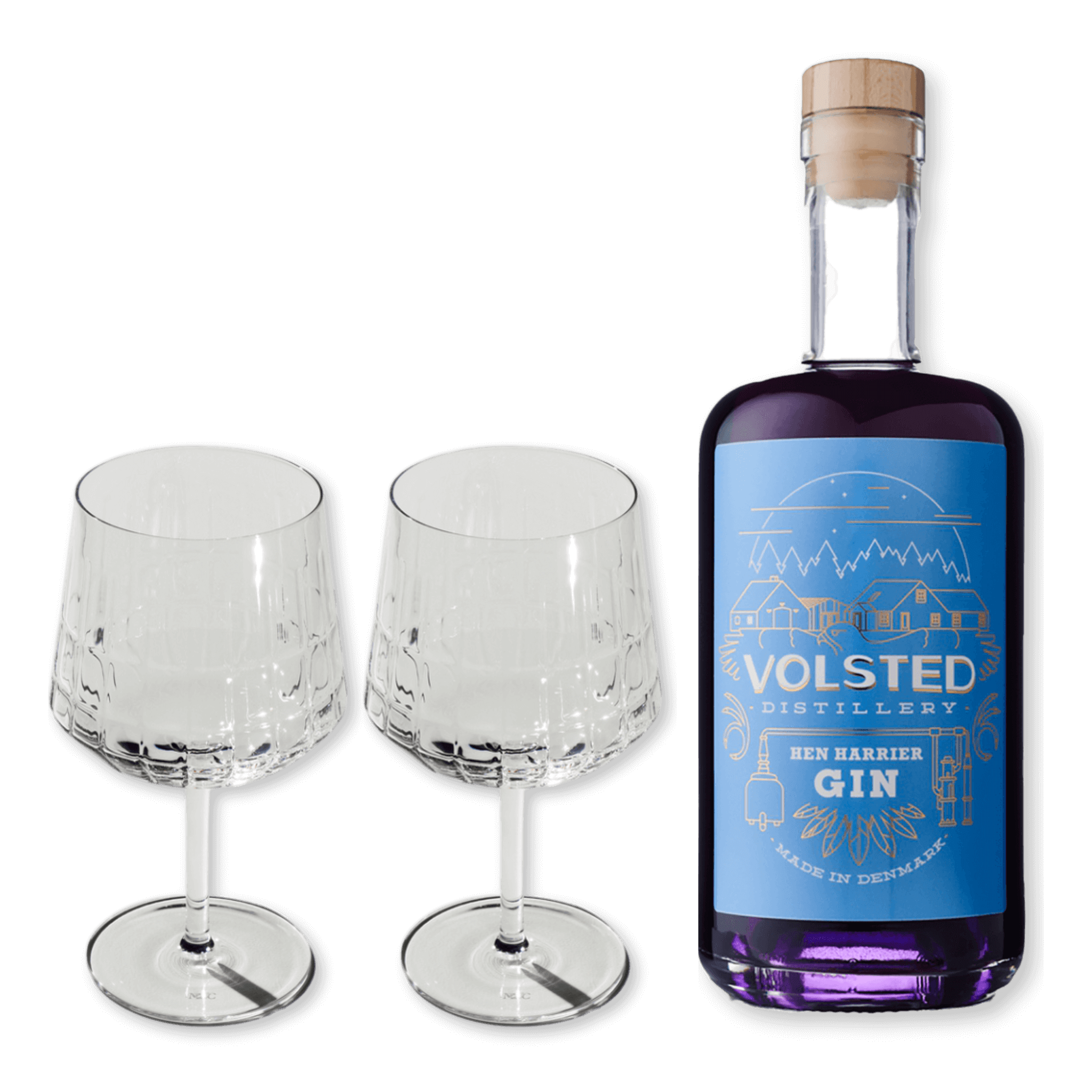 Volsted Hen Harrier Gin + 2 stk The Blend Gin Glass