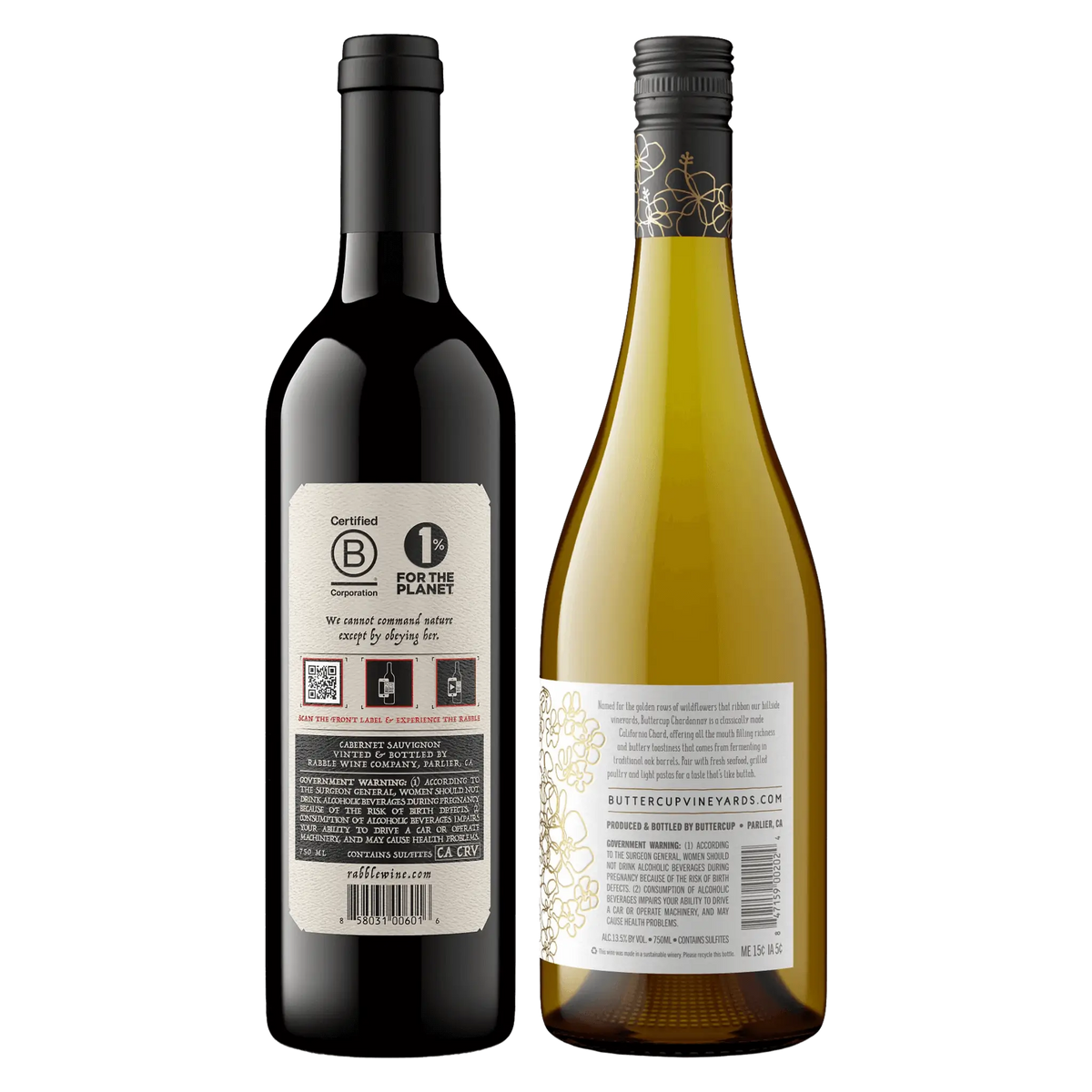 6 Buttercup Chardonnay Hvidvin & 6 Rabble 2023 Cabernet Sauvignon Whiskystack