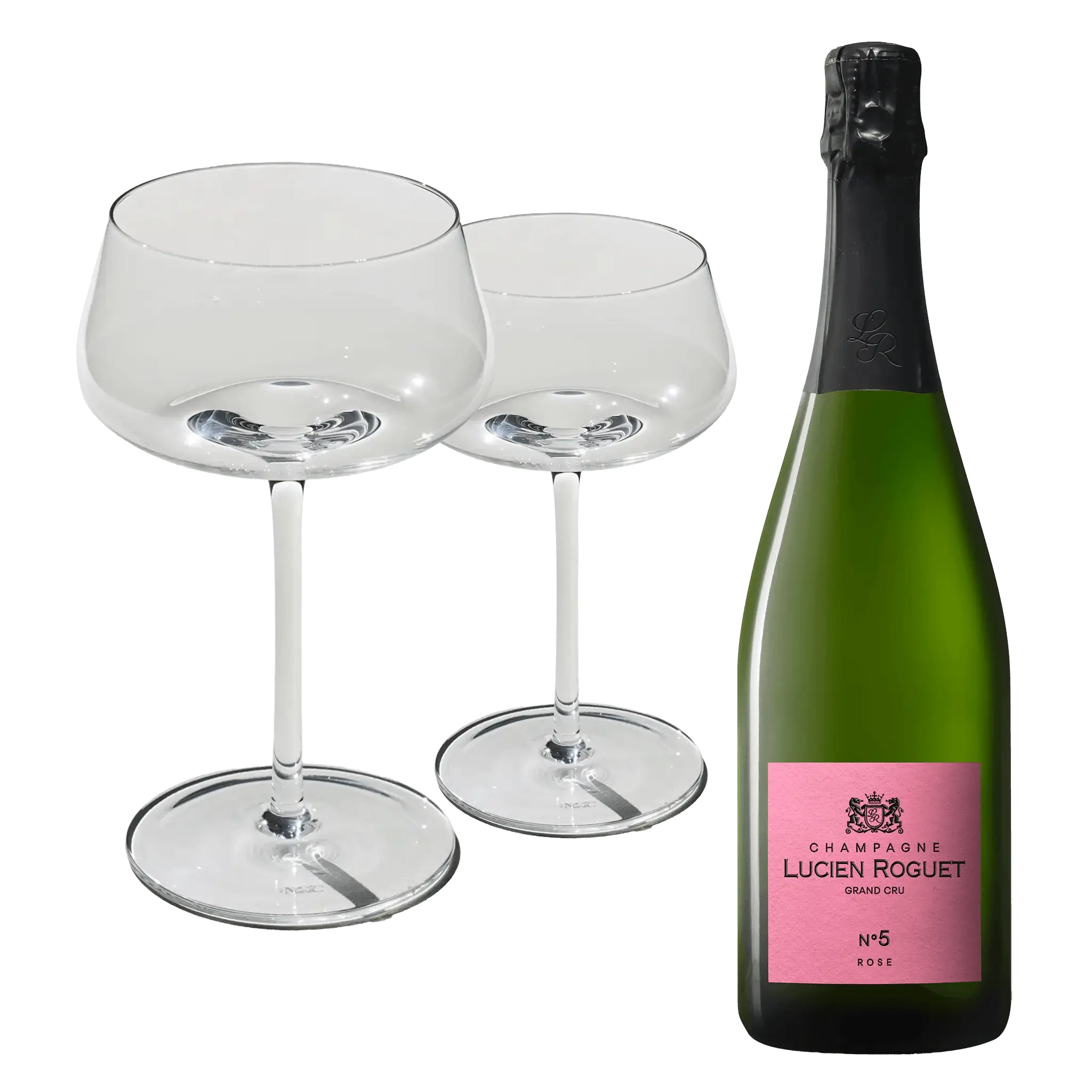 Lucien Roguet No. 5 Rose + 2 st. Beyond Bubbly Coupe Glas