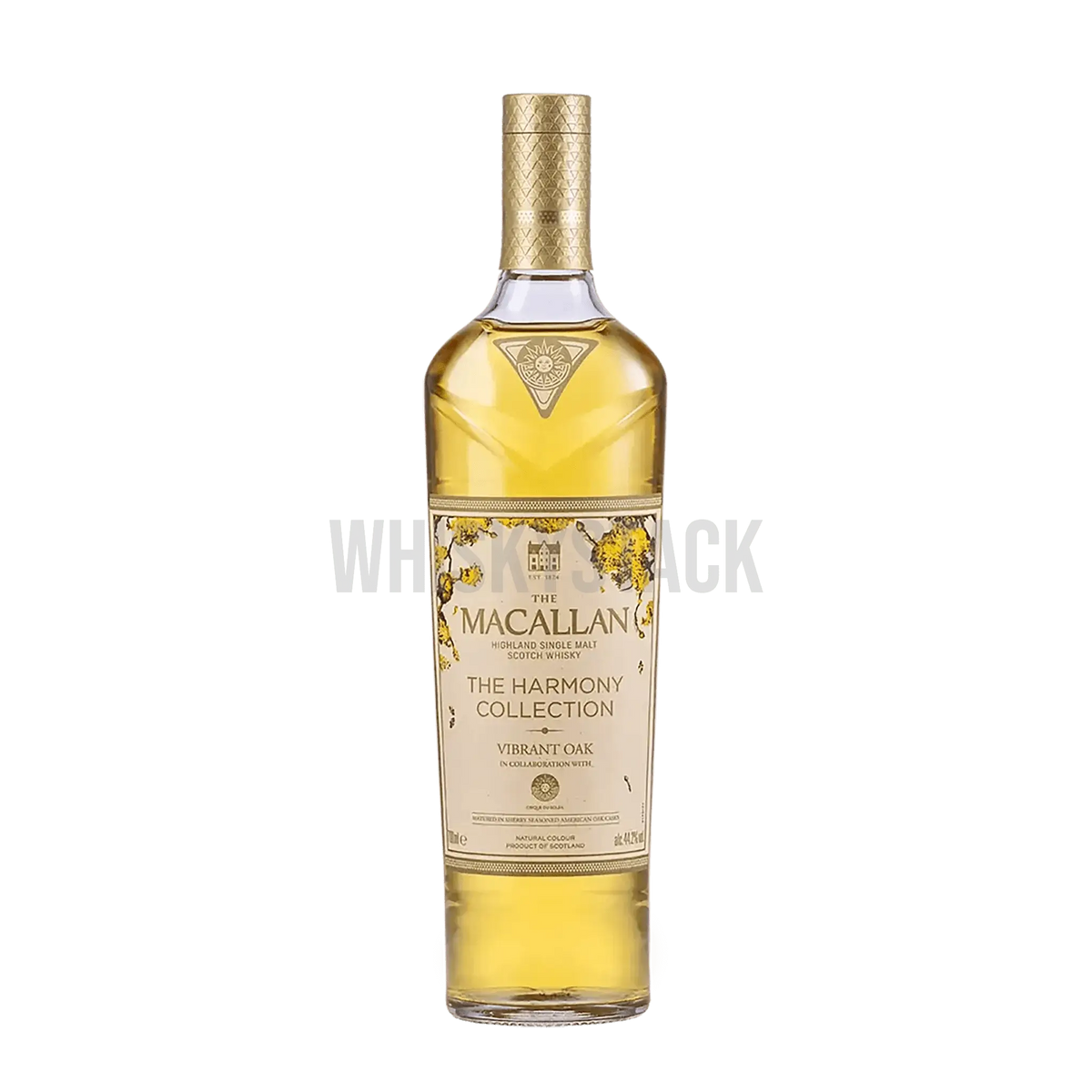The Macallan Harmony Collection - Vibrant Oak whiskyflaske, en eksklusiv single malt med noter af frugt, vanilje og krydderier, lagret i egetræsfade.