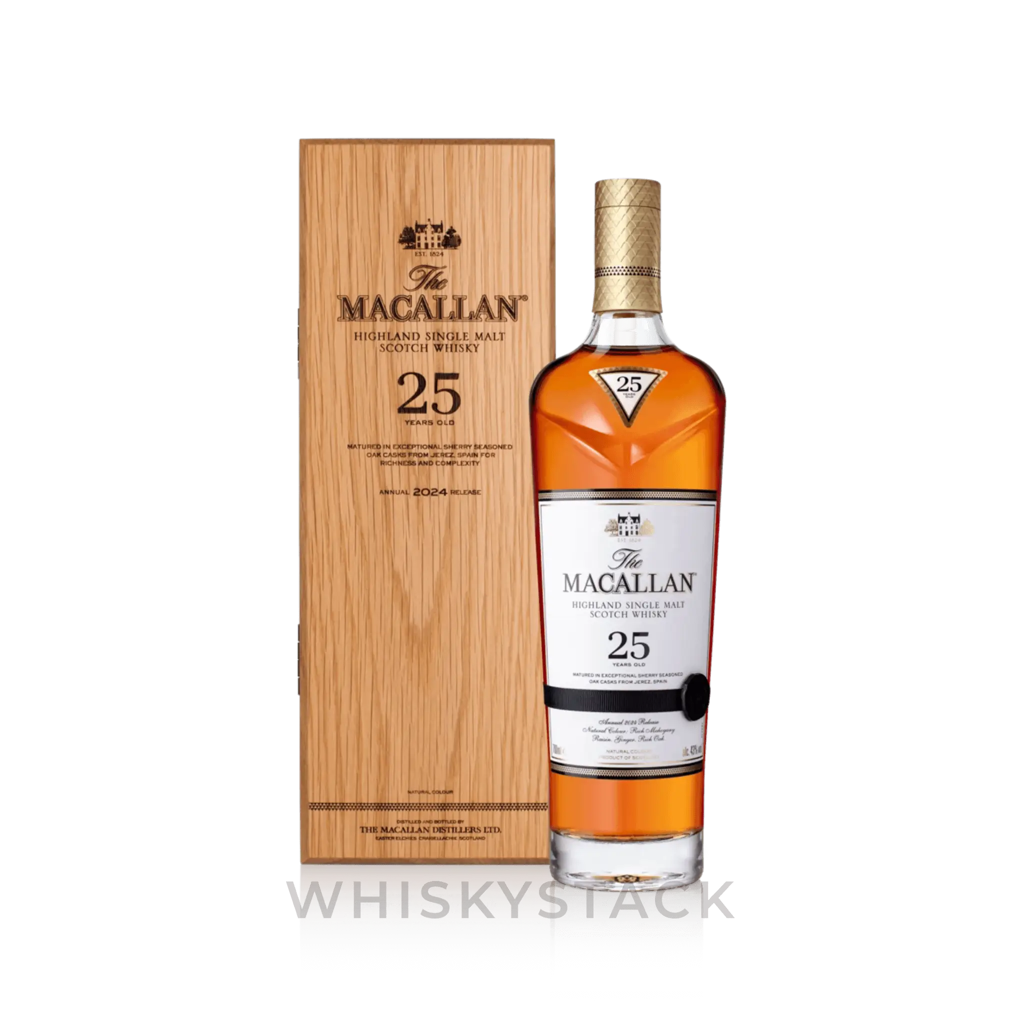 The Macallan Sherry Oak 25 Years Old – 2024 Release Boks og Flaske