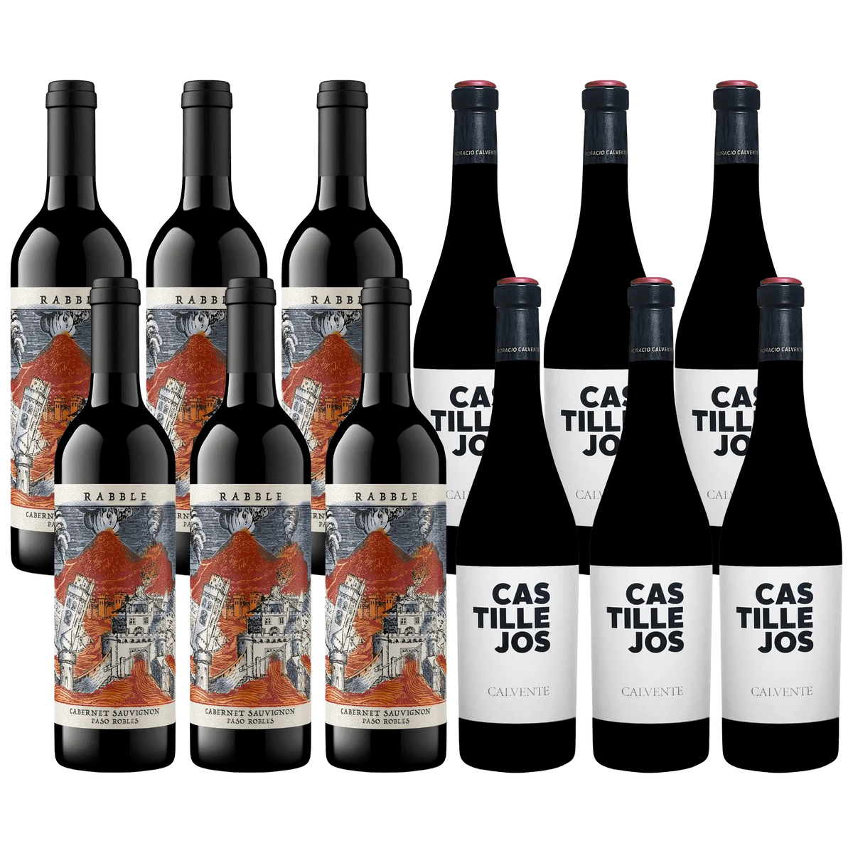 6 fl. Rabble Cabernet Sauvignon & 6 fl. Castillejos Whiskystack