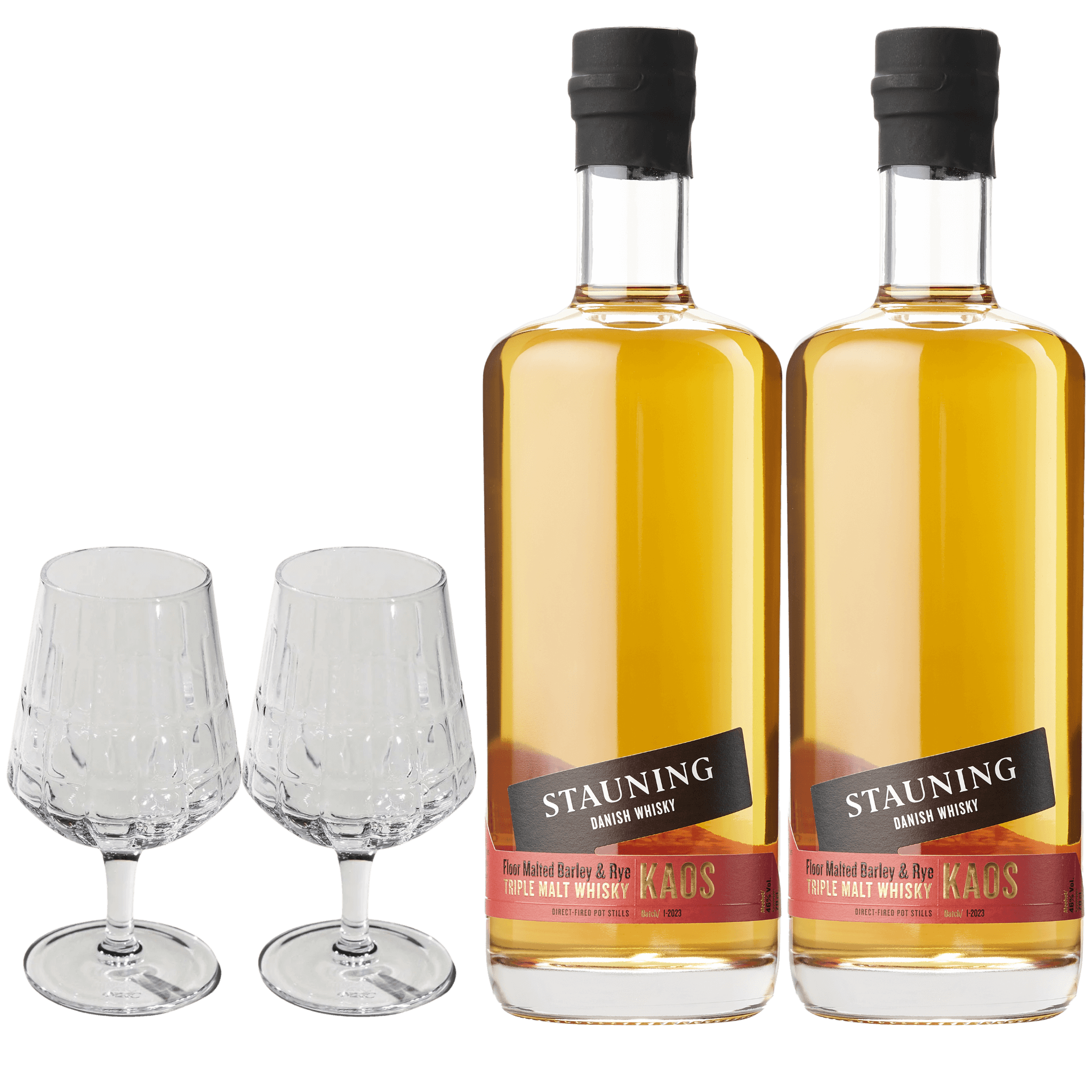 Stauning KAOS Design Edition – 2 Flasker + 2 The Bullet Whiskyglas